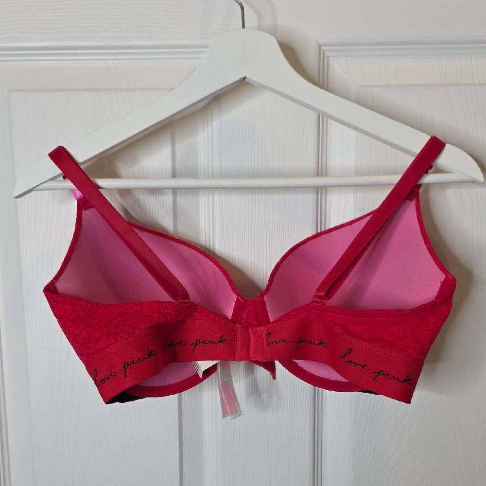 NWT Pink by Victoria's Secret Wear Everywhere Push-Up Bra in Red, Size 36DD - Picture 3 of 12